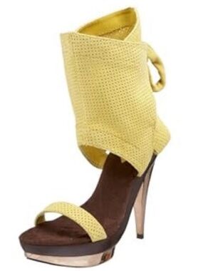 Yellow Perforated High Heel Sandal